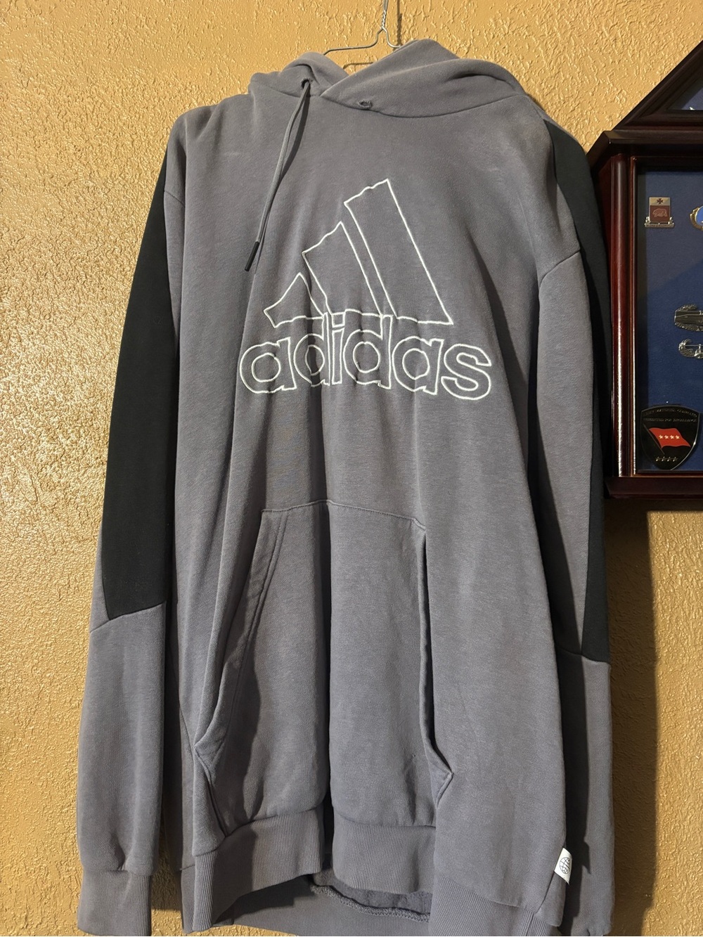 adidas Gray Hoodie with Black Sleeve Accents